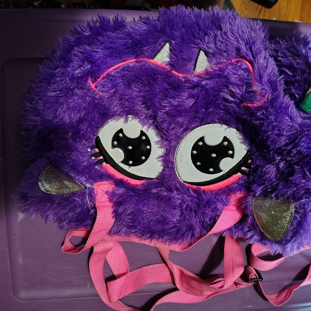 Purple Furry Monster Kids Mini Duffle